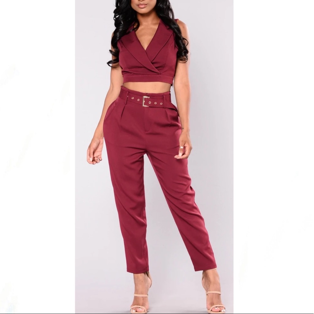 Wine Pant Set